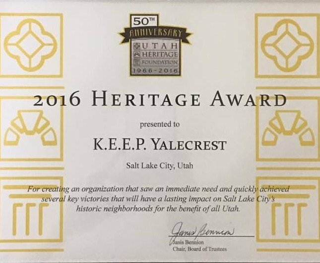 K.E.E.P. Yalecrest Garners Award!